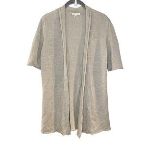 Eileen Fisher Woven Linen Open Front Cardigan Coastal Boho Half Sleeve Size‎ S